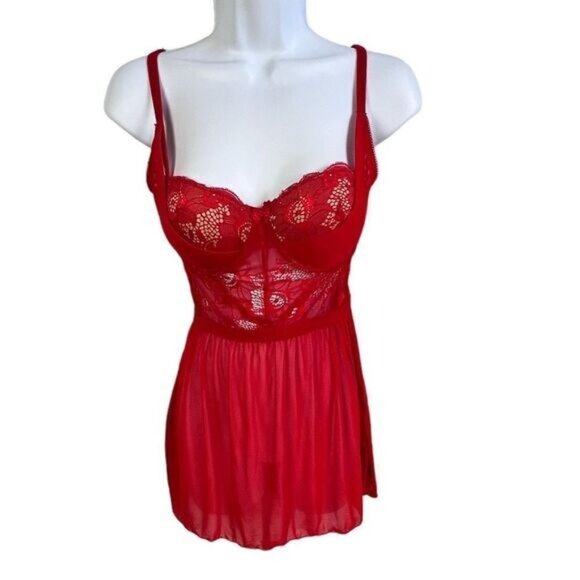 FREDRICKS OF HOLLYWOOD WOMENS RED LACED CAMISOLE SIZE S - Picture 1 of 5